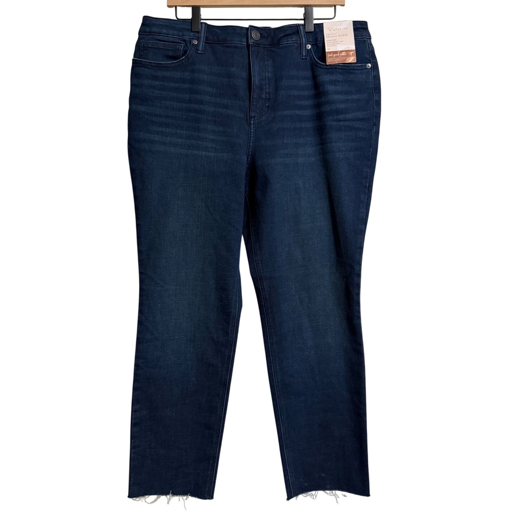 LC Lauren Conrad High Rise Skinny Ankle Jeans Dark Wash Raw Hem Size 16 NWT